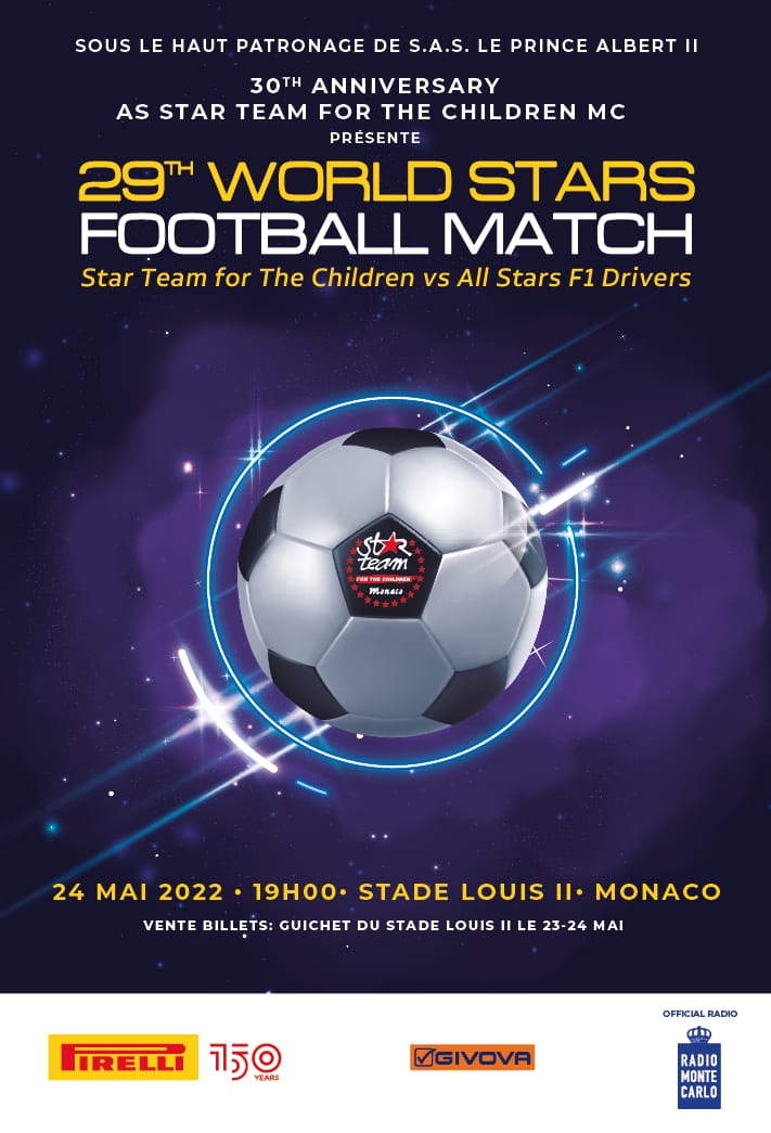 Martedì 24 maggio si terrà allo Stadio Louis II di Monaco la 29ma edizione del World Stars Football Match,
